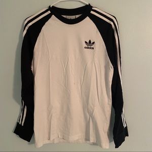 adidas 3 stripes long sleeve t shirt - size small